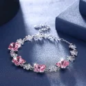 Real 925 Silver Flower Butterfly Crystal Bracelets Romantic Fine Jewelry For Women Festival Party Wedding (3)