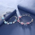 Real 925 Silver Flower Butterfly Crystal Bracelets Romantic Fine Jewelry For Women Festival Party Wedding (1)
