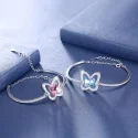 Crystal Real 925 Silver Bracelet Butterfly Pink Blue Bracelets Romantic Jewelry For Women Girls Festival (1)
