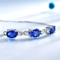 Real 925 Silver Bracelet Oval Created Nano Blue Sapphire Bracelets Bangles Free expansion Romantic Jewelry (2)