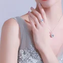 925 Sterling Silver Jewelry Set Sky Blue Topaz Ring Pendant Stud Earrings For Women Wedding (4)