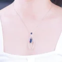 925 Sterling Silver Jewelry Sets Elegant Blue Sapphire Pendant Necklace Drop Earrings For Women Wedding (14)