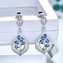 925 Sterling Silver Earrings Rings Necklaces Water Drop Blue Sapphir Gemstone Jewelry Set For Women (2)