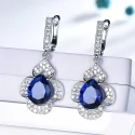 925 Sterling Silver Jewelry Set for Women Blue Sapphire Gemstone Ring Pendant Drop Earrings Female (3)