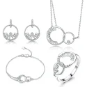 Trendy Letter Jewelry 925 Sterling Silver Bracelet Chain Earrings Rings For Women Mother's Day Gift Jewelry Set