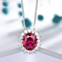 925 Sterling Silver Nano Gemstone Jewelry Sets for Women Red Roses Rings Necklace Earrings Sets (2)