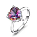 Heart Multi Color Diamond Crystals Gemstone Rings For Women
