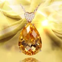 Yellow Crystal Citrine Gemstones Diamonds Pendant Necklaces