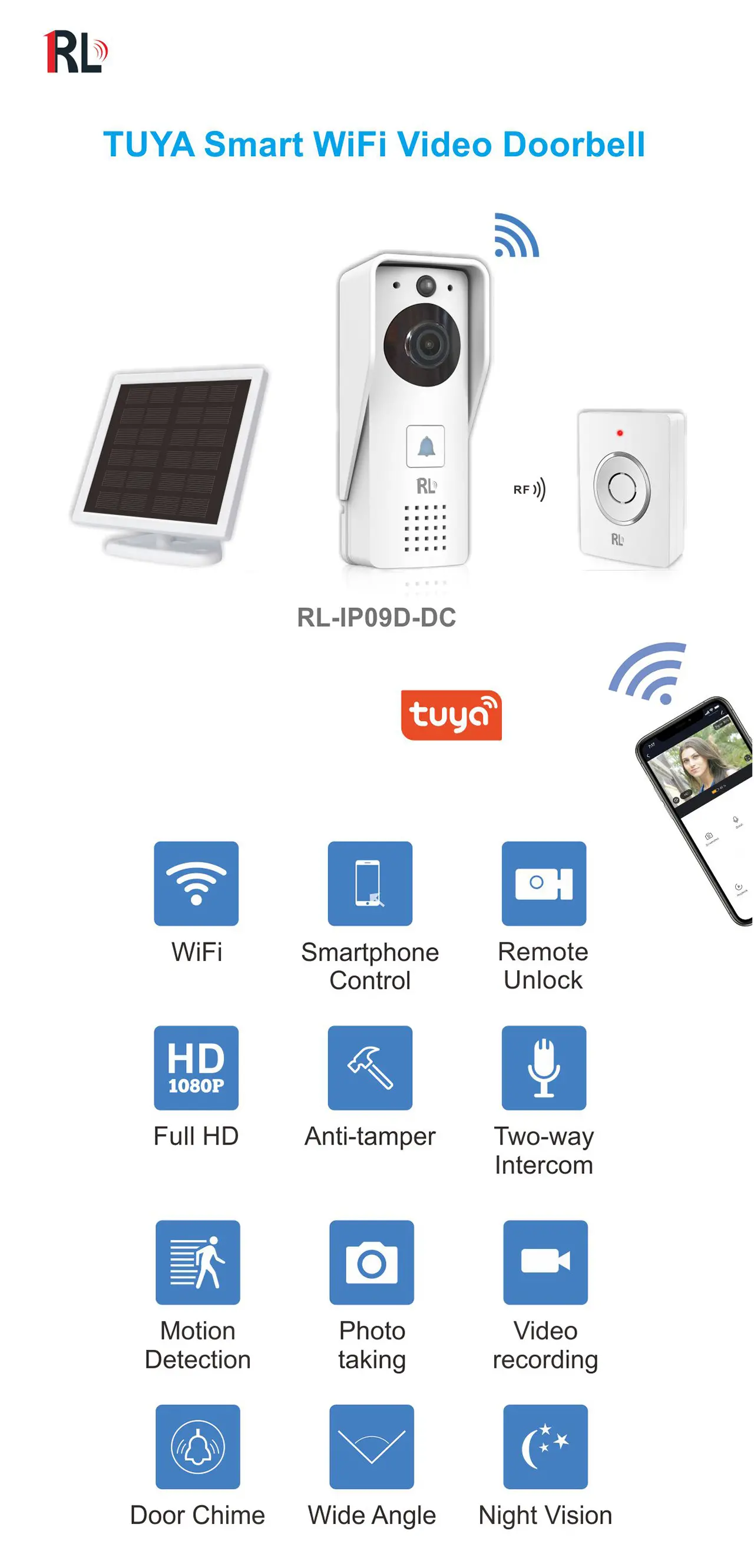 RL-IP09D-DC Tuya WiFi smart doorbell (1)