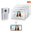 Video door phone, RL A17W4 TY, 4 families, 4 wires, Tuya WiFi, 7” AHD screen, 1024 600, 1080P HD camera, hands free, lock release _m1