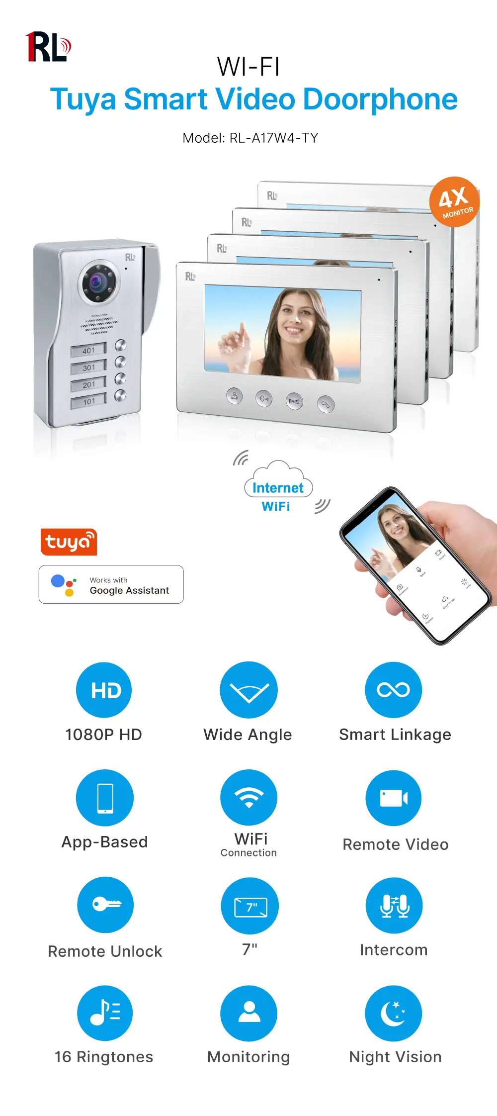 Video-door-phone,-RL-A17W4-TY,-4-families,-4-wires,-Tuya-WiFi,-7”-AHD-screen,-1024-600,-1080P-HD-camera,-hands-free,-lock-release-_01