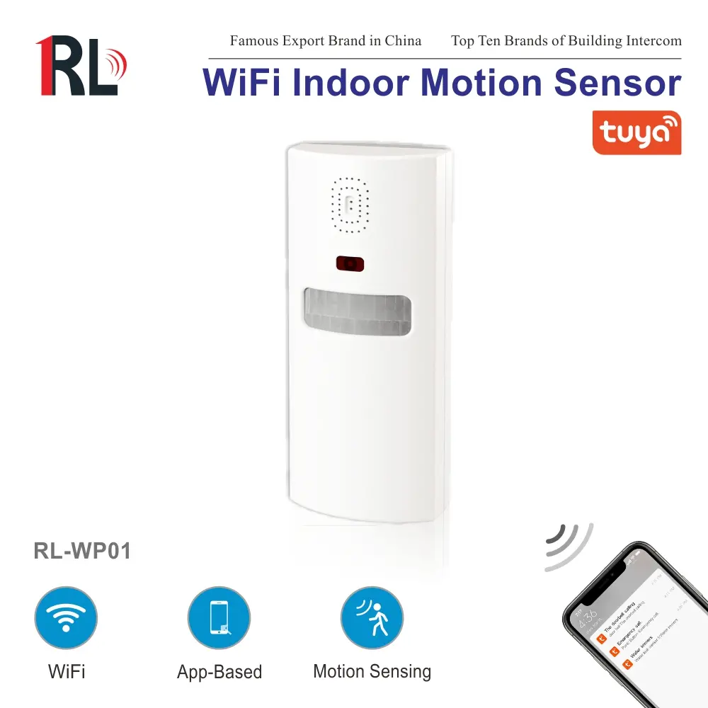 Motion sensor for smart home, RL-WP01, Tuya smart, 2.4GHz WiFi, no hub needed, automation, push notification 1