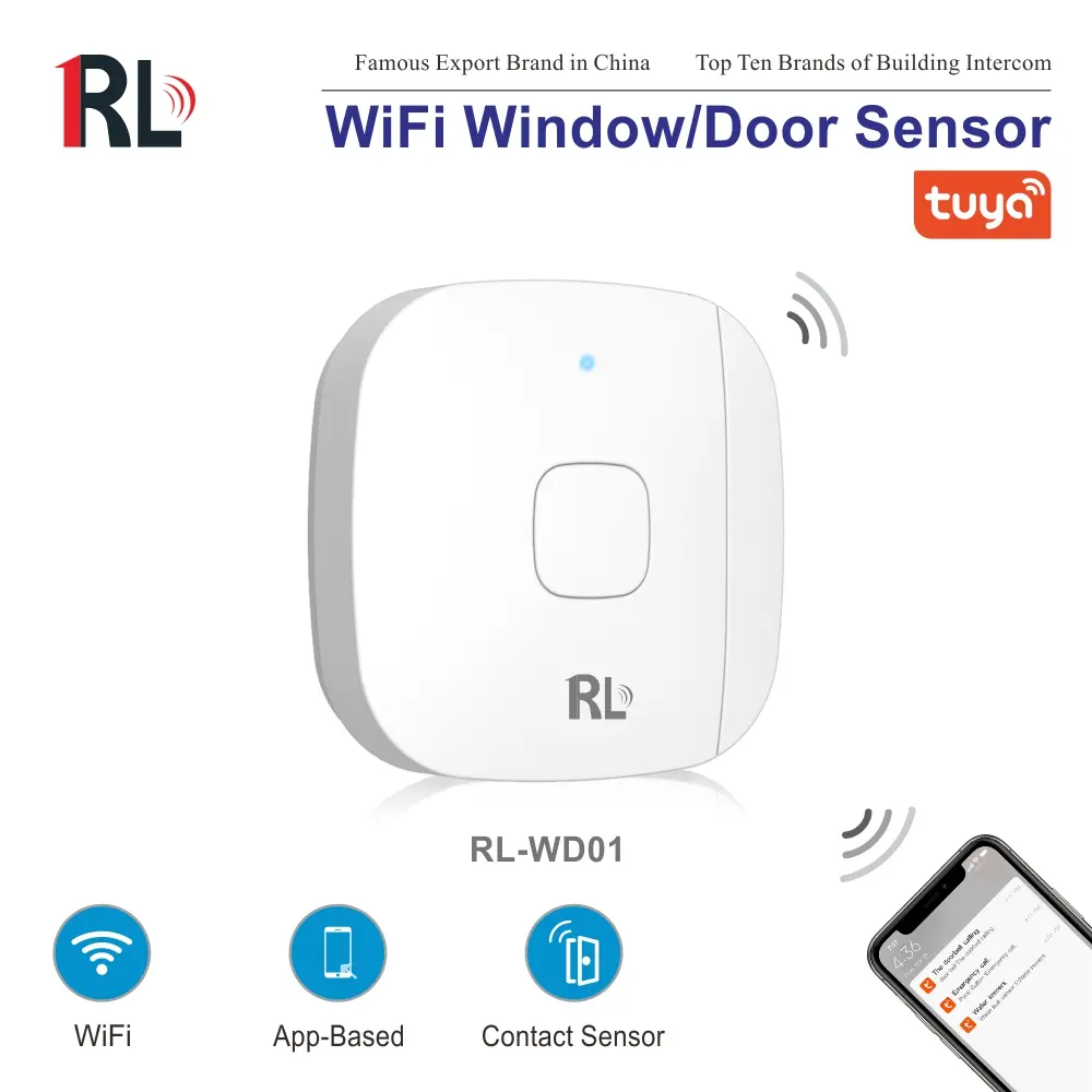 Magnetic sensor for smart home, RL-WD01, Tuya smart, 2.4GHz WiFi, no hub needed, automation, push notification, for doors or windows 1