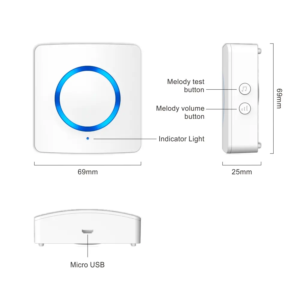 Indoor siren and chime for smart home, RL-WALM01, Tuya smart, 2.4GHz WiFi, 90dB, no hub needed, automation 5