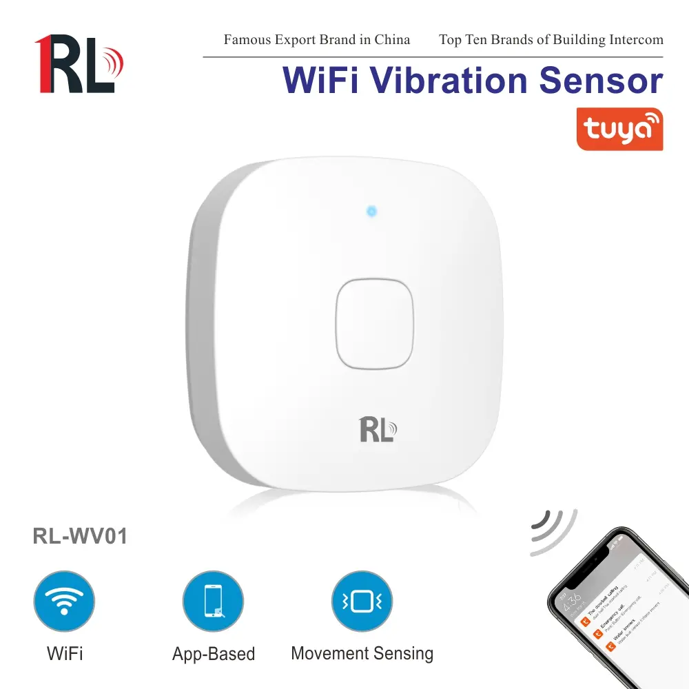 Vibration sensor for smart home, RL-WV01, Tuya smart, 2.4GHz WiFi, no hub needed, automation, push notification 1
