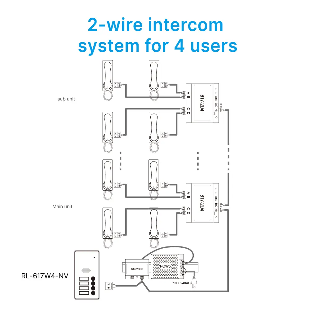 Intercom system, RL-617NV2, analog, two wires, indoor audio phone for villa or buildings, lock release, Do Not Disturb function_07