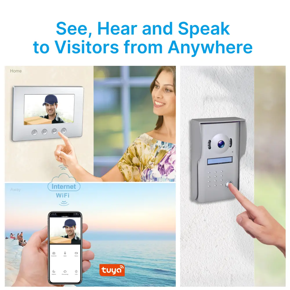 Video door phone, RL-A17WIFI-VM2, 2 wires, Tuya WiFi, 7”TFT screen, 800*480, hands-free, lock release _02