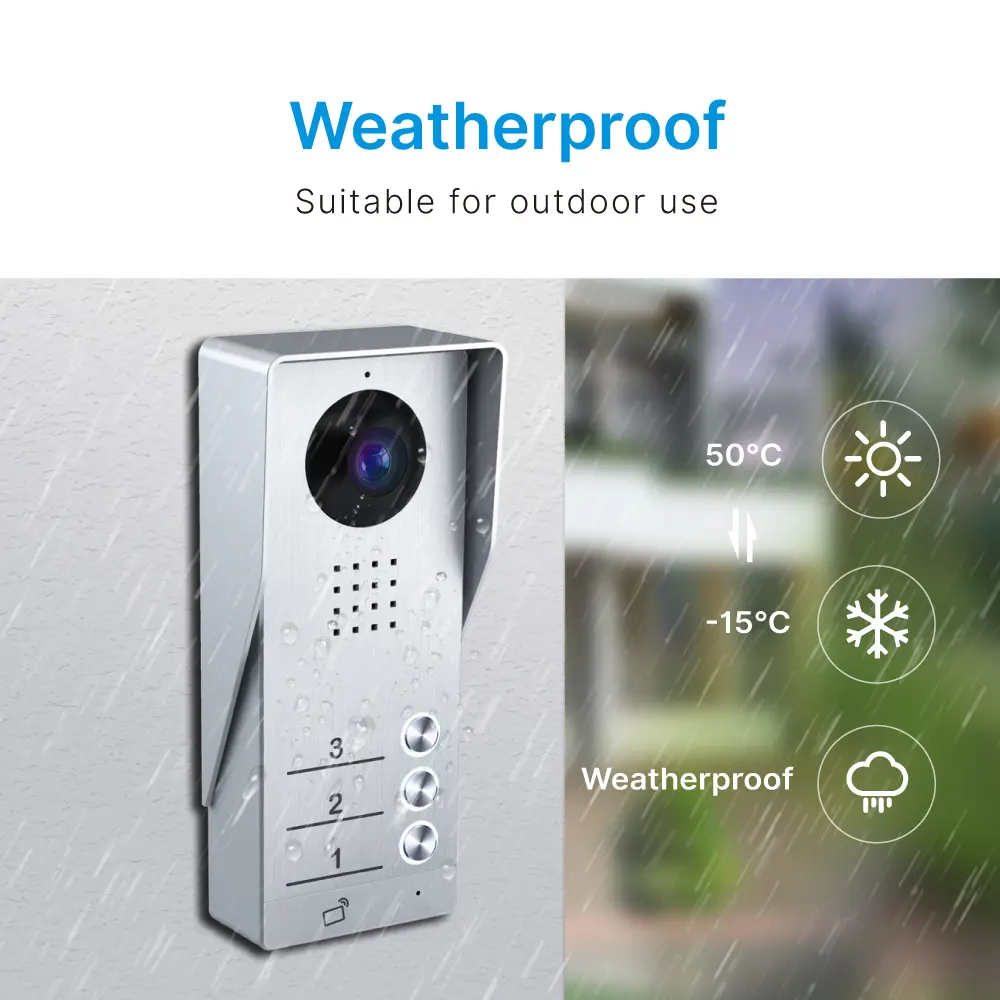 7 inch WIFI AHD Video Doorphone #RL-B17AE3-TY- Support up to 3 flats.- Camera light compensation at night. - Release the electric lock and gate lock. - With the Tuya Smart APP, you can remotely monitor, intercom and unlock. - Two million pixels AHD camera. _04
