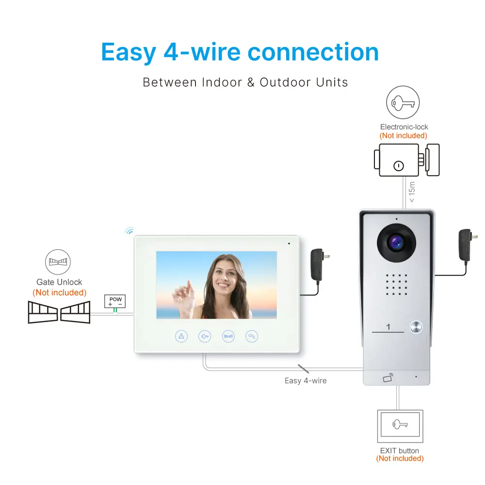 7 inch WIFI AHD Video Doorphone #RL-B17AE-TY - Camera light compensation at night. - Release the electric lock and gate lock. - With the Tuya Smart APP, you can remotely monitor, intercom and unlock. - Two million pixels AHD camera. - 16 melodies for option. _09