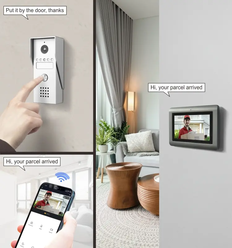 7 inch WIFI AHD Video Doorphone #RL-T07K-WIFI- With TuyaSmart APP - Max. 2 million pixels AHD camera. - Max. 128G TF card - Max. system capacity: 6 indoor units + 2 outdoor units + 2 surveillance cameras (with alarm function) 2