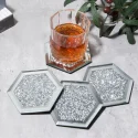 Hexa Shape Crush Diamante Coaster