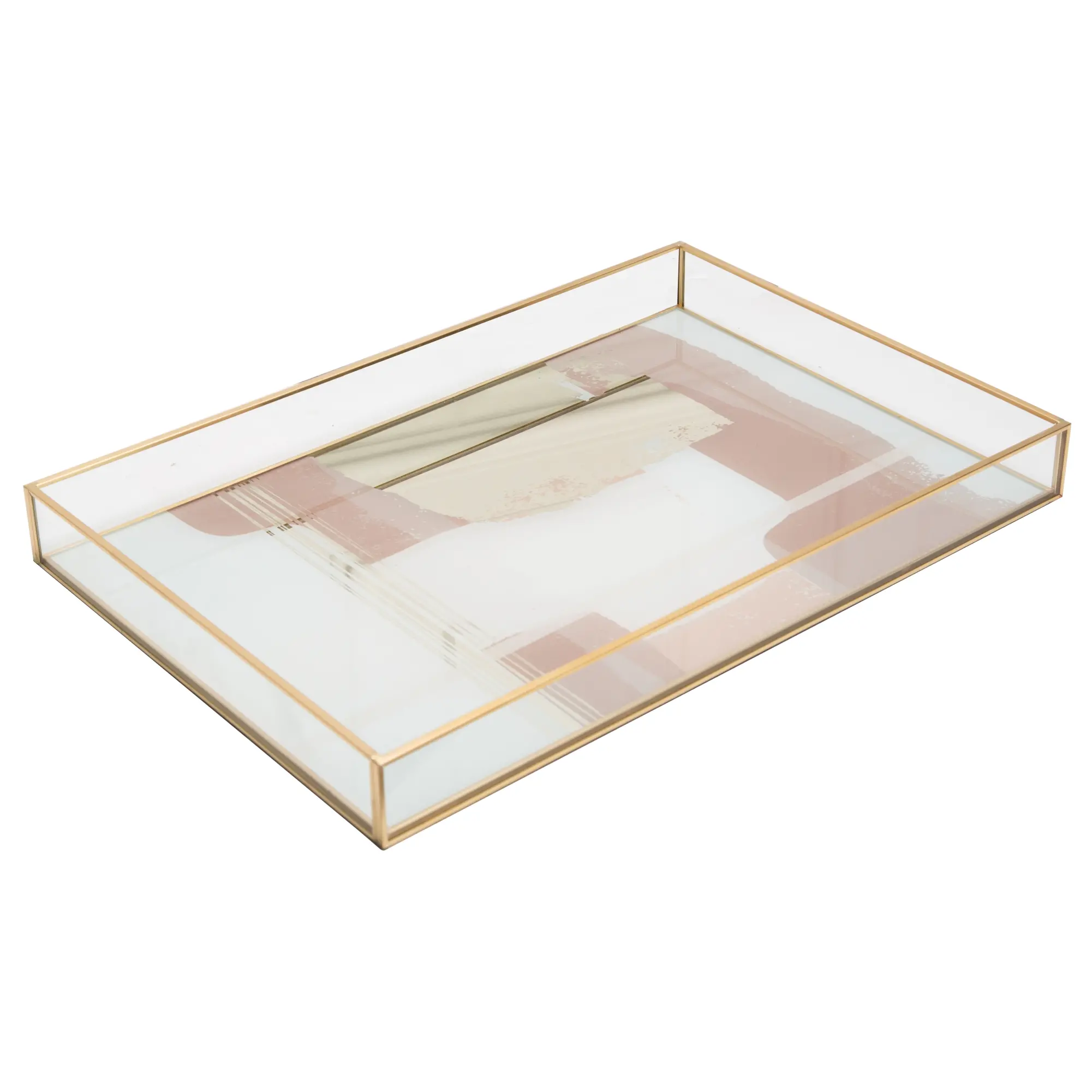 Gold Edge Printed Deco Glass Tray (2)