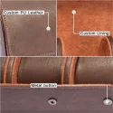 3 Slots Brown Lozenge PU Leather Watch Roll Travel Case-WR002 (2)