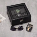 6 Slots Square PU Leather Watch Box-WB003