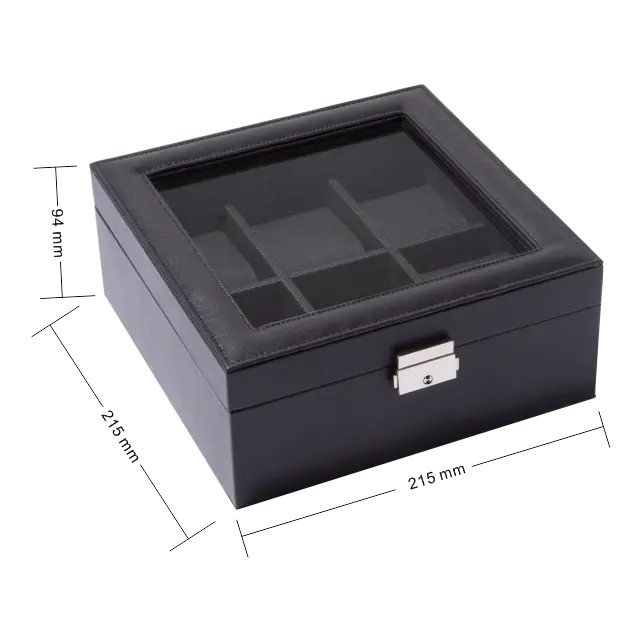 6 Slots Square PU leather watch box-WB003 (4)