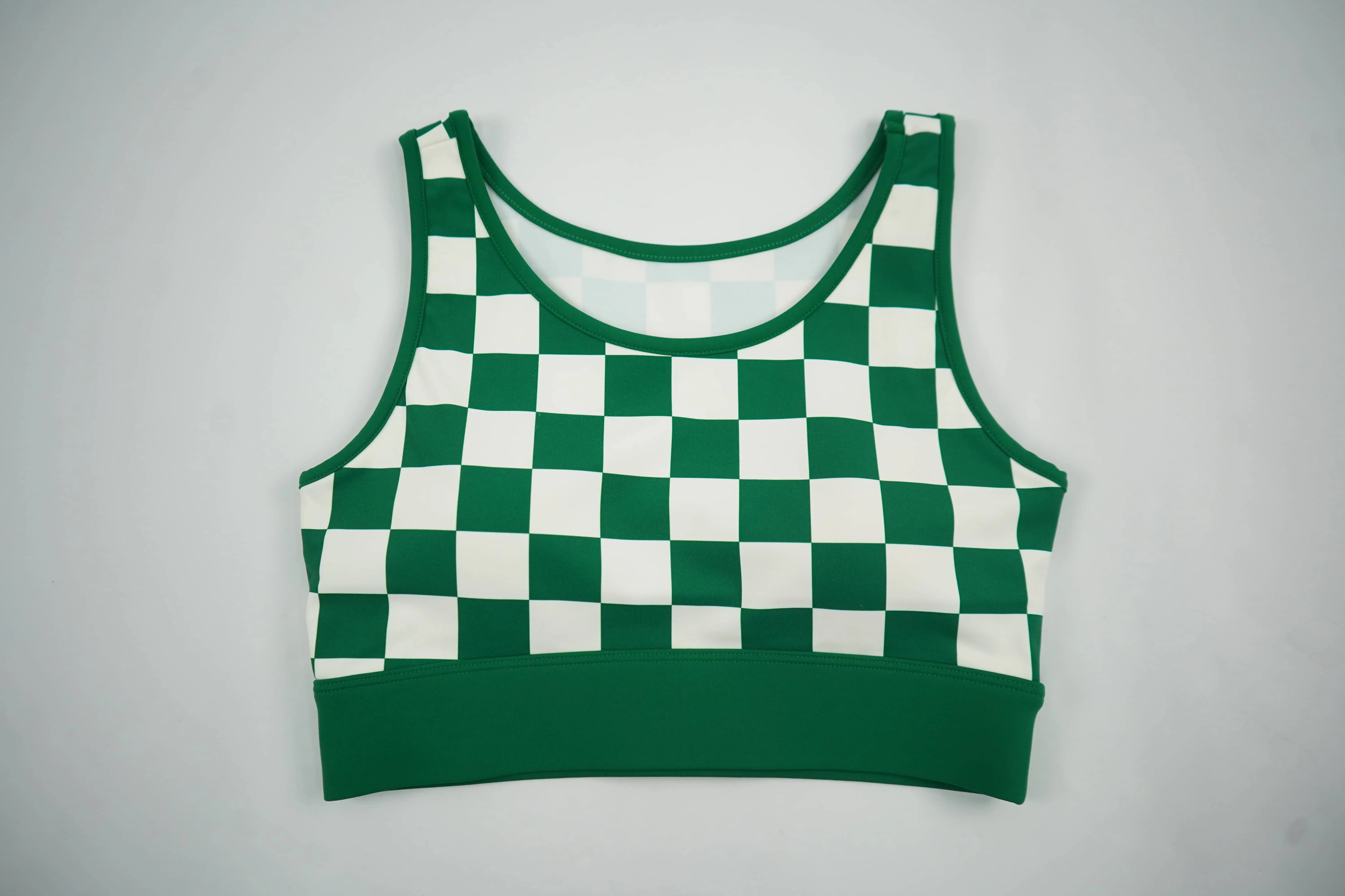 Nude Checkerboard Sports Bra for Running & Fitness