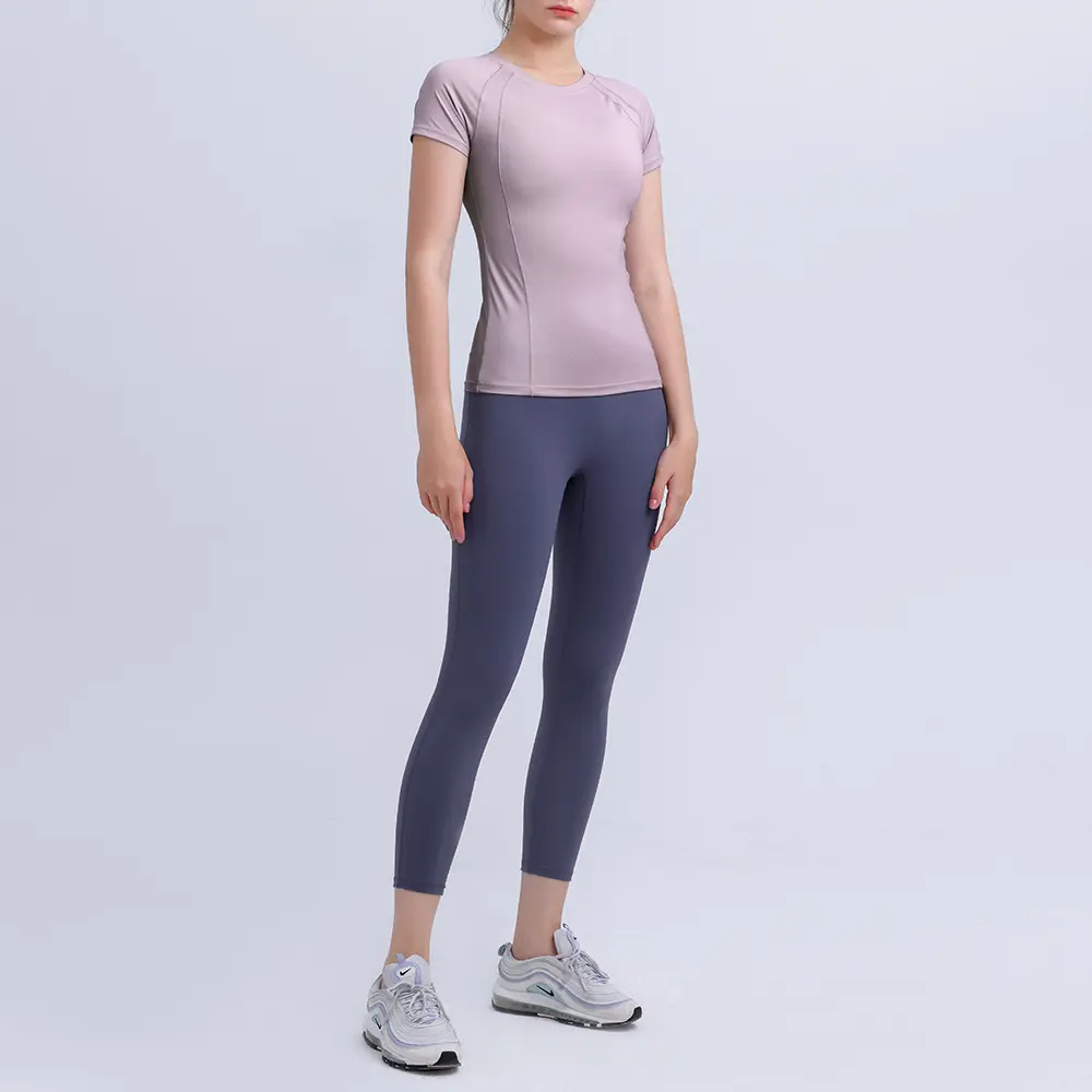 MIERSPORT Women's Yoga Shirts Short Sleeve Gym Tank Tops - Lilac / 4