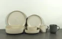 With embossed circles stoneware set